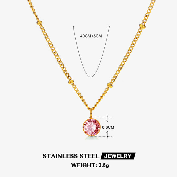 Wholesale Necklace Women's Ins Style Geometric Stainless Steel And Titanium Steel Electroplated Diamondembedded
