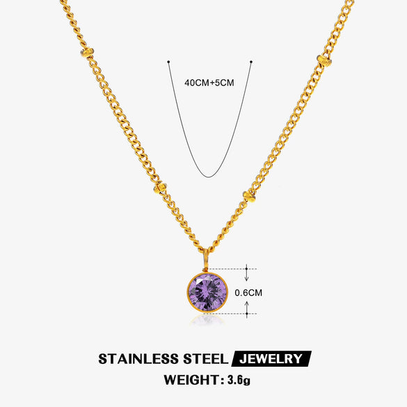 Wholesale Necklace Women's Ins Style Geometric Stainless Steel And Titanium Steel Electroplated Diamondembedded