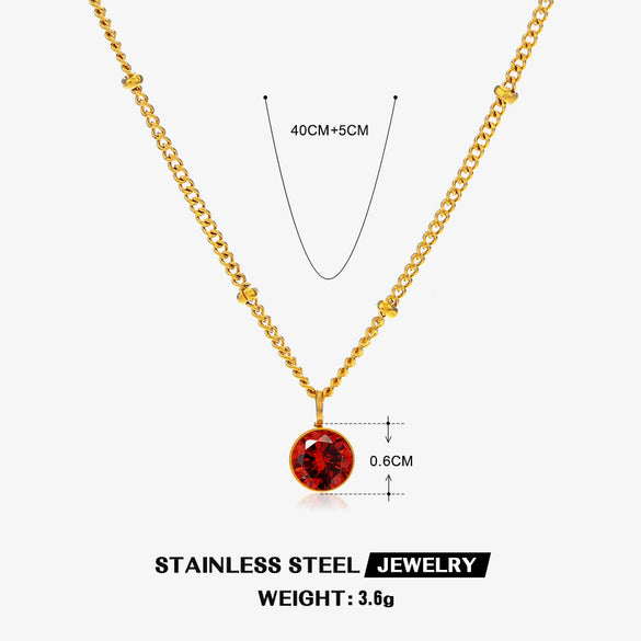 Wholesale Necklace Women's Ins Style Geometric Stainless Steel And Titanium Steel Electroplated Diamondembedded