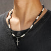 Wholesale Necklace Wooden Beads Alloy Cross Pendant Geometric Style Handmade For Men
