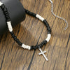 Wholesale Necklace Wooden Beads Alloy Cross Pendant Geometric Style Handmade For Men