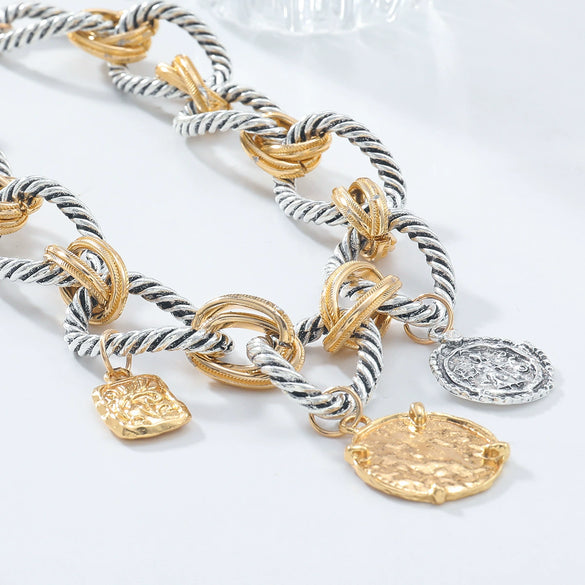 Wholesale Necklace Zinc Alloy Geometric Water Wave Chain Electroplating