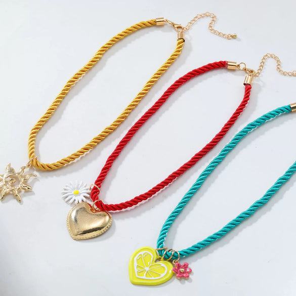 Wholesale Necklace Zinc Alloy Heart Flower Geometric Electroplating For Women