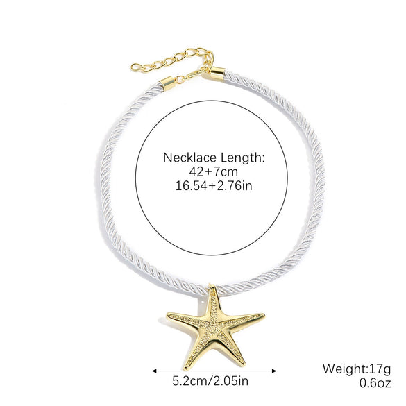 Wholesale Necklace Zinc Alloy Imitation Pearl Vintage Beaded Starfish Conch Retro Geometric Electroplating Women's