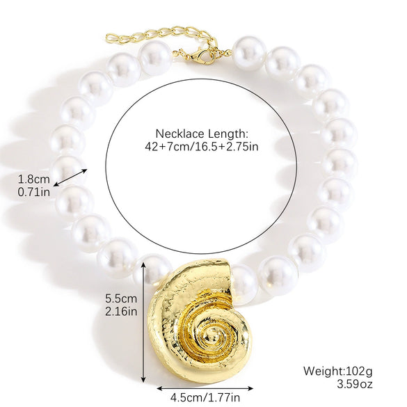 Wholesale Necklace Zinc Alloy Imitation Pearl Vintage Beaded Starfish Conch Retro Geometric Electroplating Women's