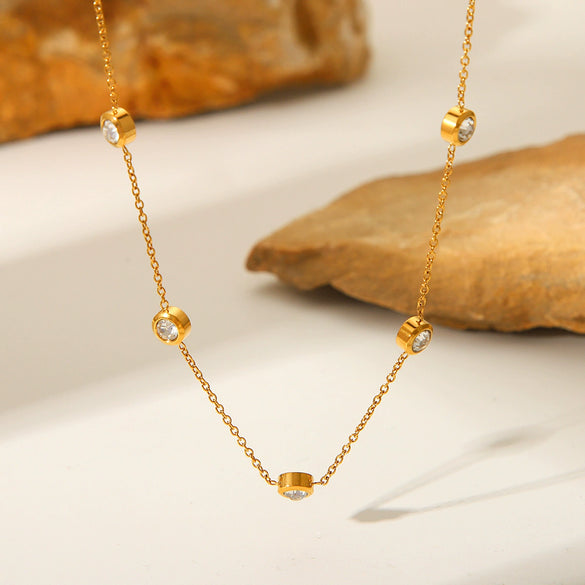 Wholesale Necklace Zircon Geometric Titanium Steel Nonfading Electroplated For Women