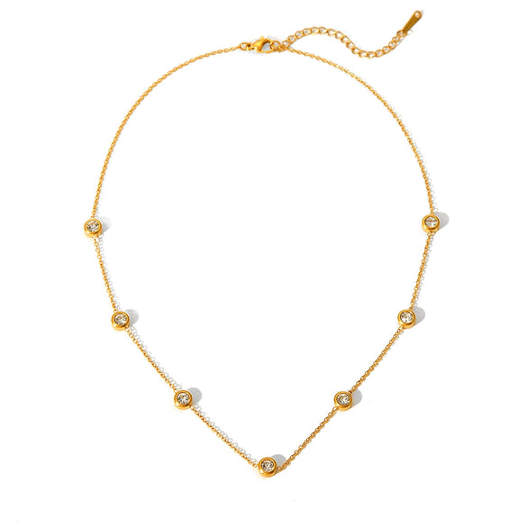 Wholesale Necklace Zircon Geometric Titanium Steel Nonfading Electroplated For Women