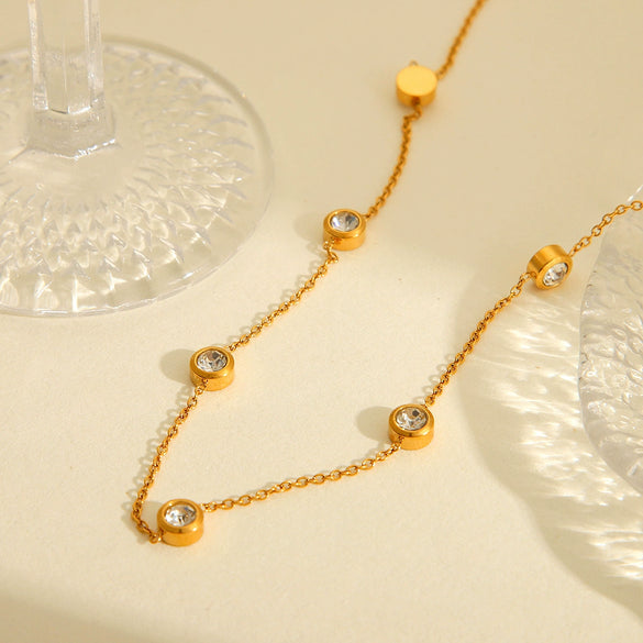 Wholesale Necklace Zircon Geometric Titanium Steel Nonfading Electroplated For Women