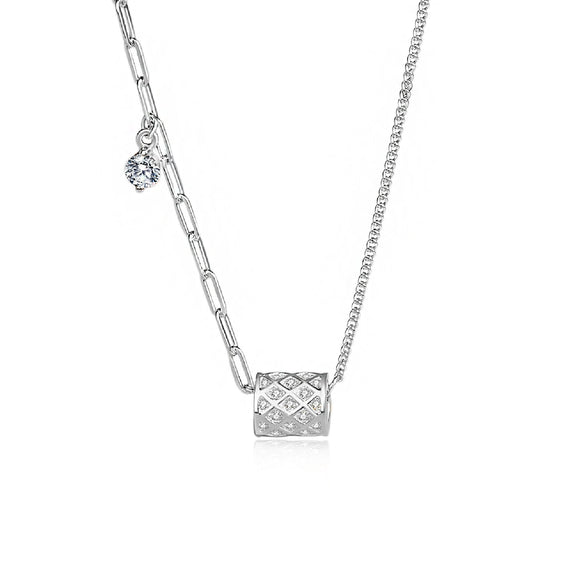 Wholesale Necklace Zircon Roller Pendant 925 Silver Geometric Allmatch Women's Accessories