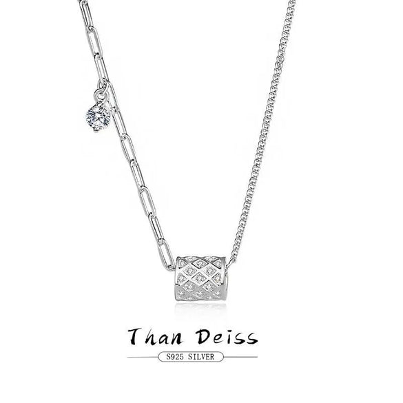 Wholesale Necklace Zircon Roller Pendant 925 Silver Geometric Allmatch Women's Accessories