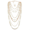 Wholesale Necklaces Imitation Pearl Multilayered Geometric Snake Chain Pearlescent Treatment Women's