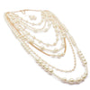 Wholesale Necklaces Imitation Pearl Multilayered Geometric Snake Chain Pearlescent Treatment Women's