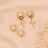 Wholesale Neutral Style Vacuum Plated Cross Titanium Steel And Stainless Steel Earrings For Women