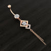 Wholesale New Diamond Chain Zircon Stainless Steel Electroplated Pendant Belly Button Ring Piercing Jewelry For Women