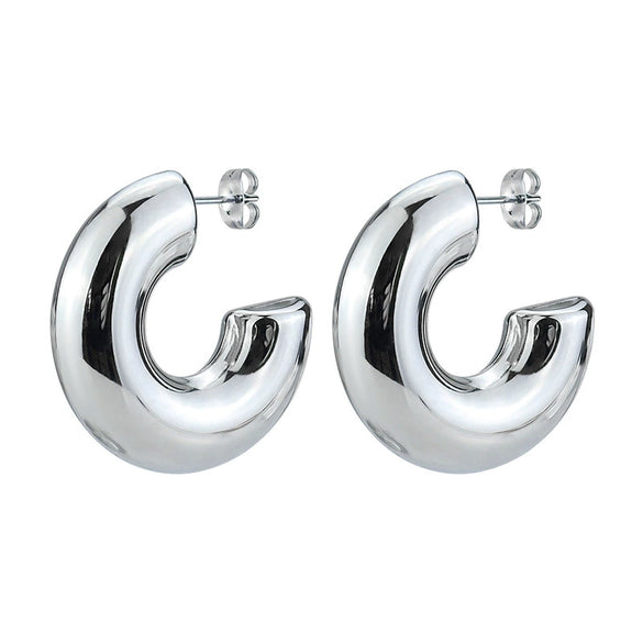 Wholesale New Fashion Simple Hollow Wire U Shape Geometric Electroplated Titanium Steel Earrings For Women
