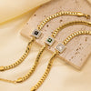 Wholesale New Fashion Square Emerald Zircon Titanium Steel Electroplated Bracelet For Women