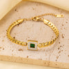 Wholesale New Fashion Square Emerald Zircon Titanium Steel Electroplated Bracelet For Women