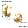 Wholesale New Retro Geometric Plant Flower Pattern Titanium Steel Drop Oil Earrings With Electroplating