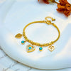 Wholesale Niche Creative Fashion Hollow Heart Pendant Chain Titanium Steel Jewelry With Blue Eyes Electroplated Unisex Bracelet