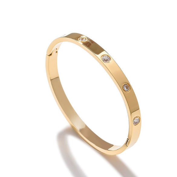 Wholesale Niche Design Diamond Buckle Bracelet In 18K Rose Gold Plated Titanium Steel