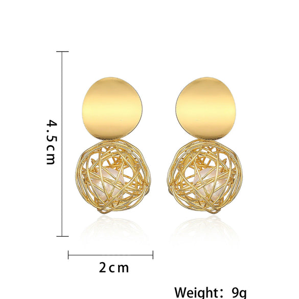 Wholesale Niche Design Geometric Copper Goldplated Bird Nest Earrings For Women