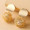 Wholesale Niche Design Geometric Copper Goldplated Bird Nest Earrings For Women