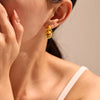 Wholesale Niche Design Light Luxury 316L Stainless Steel 18K Gold Plated Geometric Circle Line Winding Women's Earrings