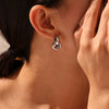 Wholesale Niche Design Light Luxury 316L Stainless Steel 18K Gold Plated Geometric Circle Line Winding Women's Earrings