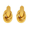 Wholesale Niche Design Light Luxury 316L Stainless Steel 18K Gold Plated Geometric Circle Line Winding Women's Earrings