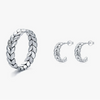 Wholesale Niche Design S925 Silver Lucky Leaf Pattern Women's Jewelry Set Ring Earrings With Seiko Craftsmanship