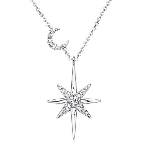 Wholesale Niche Design Star Moissanite S925 Sterling Silver Pendant Necklace With Electroplating And Ochain For Women