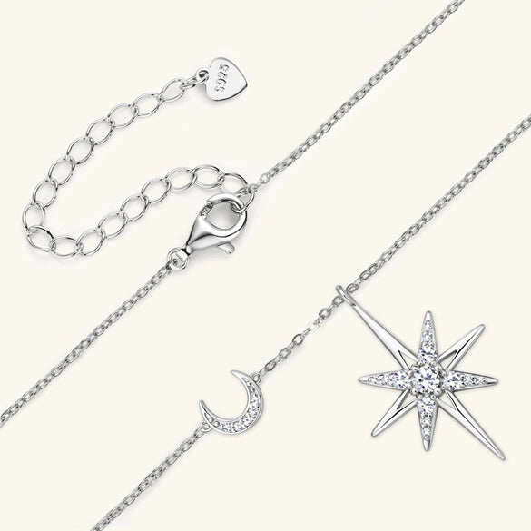 Wholesale Niche Design Star Moissanite S925 Sterling Silver Pendant Necklace With Electroplating And Ochain For Women