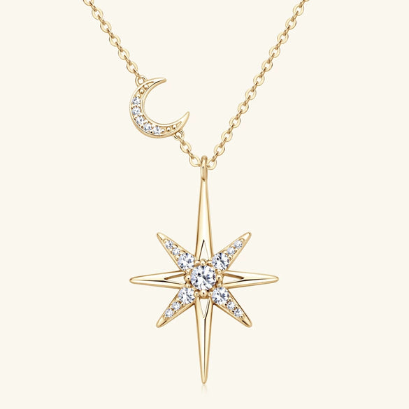 Wholesale Niche Design Star Moissanite S925 Sterling Silver Pendant Necklace With Electroplating And Ochain For Women