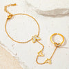 Wholesale Niche Design Titanium Steel Gold Plated Mittens Butterfly Bracelet With Heart Flower Rhombus Pattern And Electroplating Treatment
