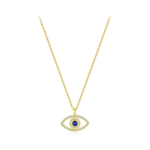 Wholesale Niche Design Women's Microinlaid Devil's Eye 925 Sterling Silver Necklace With Cross Chain