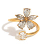 Wholesale Niche Design Women's White Diamond Flower Geometric Stainless Steel 18K Gold Plated Bracelet And Conch Double Knot Ring With Electroplating