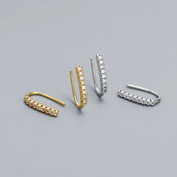 Wholesale Niche Diamond Ear Studs 925 Silver Ins Zircon Geometric Style Electroplated Women's Earrings