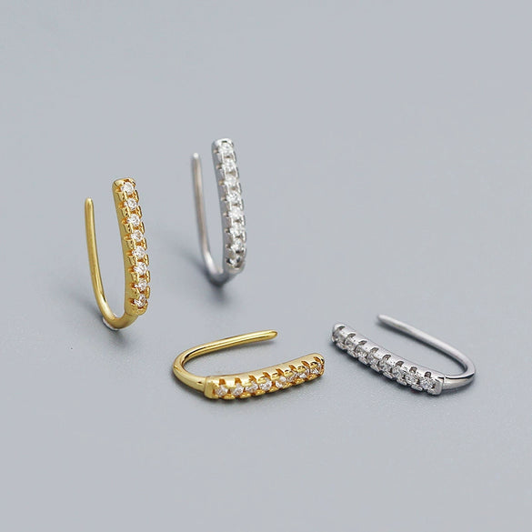 Wholesale Niche Diamond Ear Studs 925 Silver Ins Zircon Geometric Style Electroplated Women's Earrings