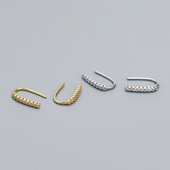Wholesale Niche Diamond Ear Studs 925 Silver Ins Zircon Geometric Style Electroplated Women's Earrings