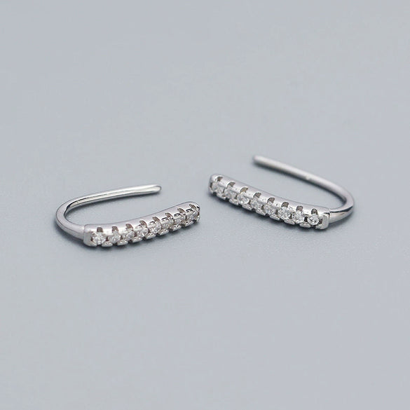 Wholesale Niche Diamond Ear Studs 925 Silver Ins Zircon Geometric Style Electroplated Women's Earrings