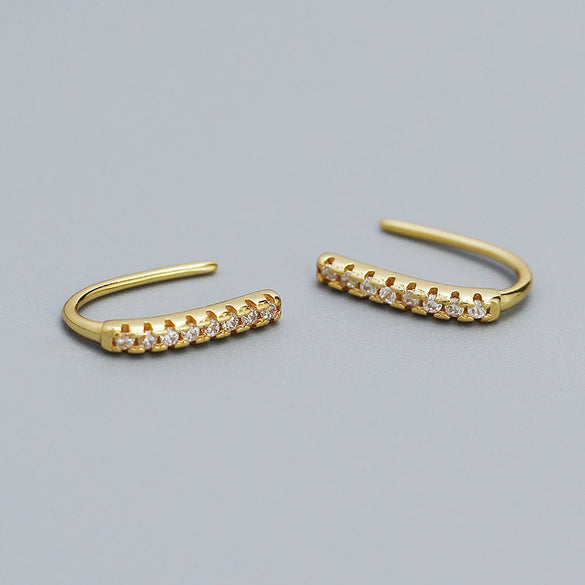 Wholesale Niche Diamond Ear Studs 925 Silver Ins Zircon Geometric Style Electroplated Women's Earrings