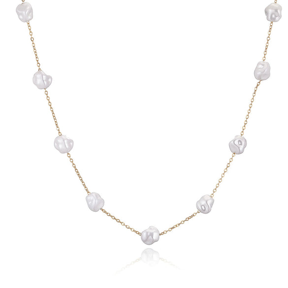 Wholesale Niche Elegant Imitation Pearl Geometric Stainless Steel Necklace For Women