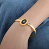 Wholesale Niche Elegant Natural Stone Fritillaria Inlaid Round 316L Stainless Steel Electroplated Bracelet