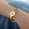 Wholesale Niche Elegant Natural Stone Fritillaria Inlaid Round 316L Stainless Steel Electroplated Bracelet
