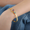 Wholesale Niche Elegant Natural Stone Fritillaria Inlaid Round 316L Stainless Steel Electroplated Bracelet