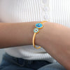 Wholesale Niche Elegant Natural Stone Fritillaria Inlaid Round 316L Stainless Steel Electroplated Bracelet