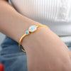 Wholesale Niche Elegant Natural Stone Fritillaria Inlaid Round 316L Stainless Steel Electroplated Bracelet