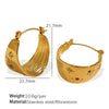 Wholesale Niche Elegant Women's Widepiece 316L Stainless Steel Earrings Inlaid With Zircon And Geometric Pattern Electroplated