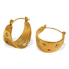Wholesale Niche Elegant Women's Widepiece 316L Stainless Steel Earrings Inlaid With Zircon And Geometric Pattern Electroplated