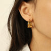 Wholesale Niche Elegant Women's Widepiece 316L Stainless Steel Earrings Inlaid With Zircon And Geometric Pattern Electroplated